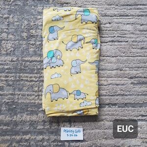 Yellow Elephant Print Baby Blanket / Swaddle